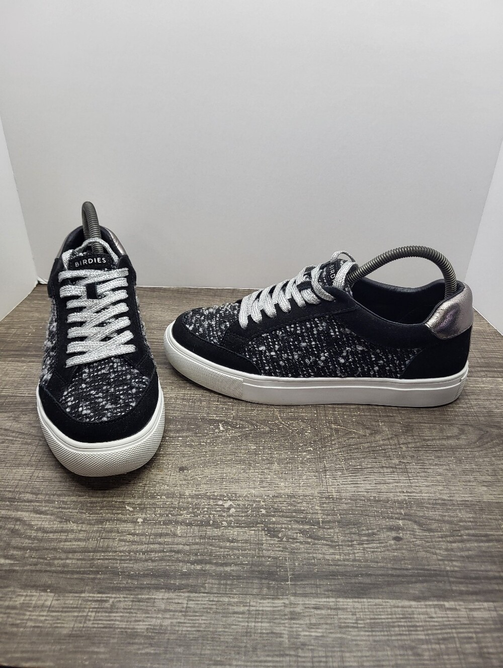 Birdies The Cardinal Obit Boucle Tweed Black Grey Shoes Sneakers Women's Size 9